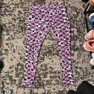 LuLaRoe Women’s Pink and Black Soccer Leggings